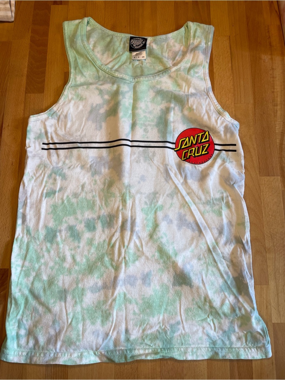Santa Cruz Skateboards Mint & Red Logo Tie-Dye Tank Top